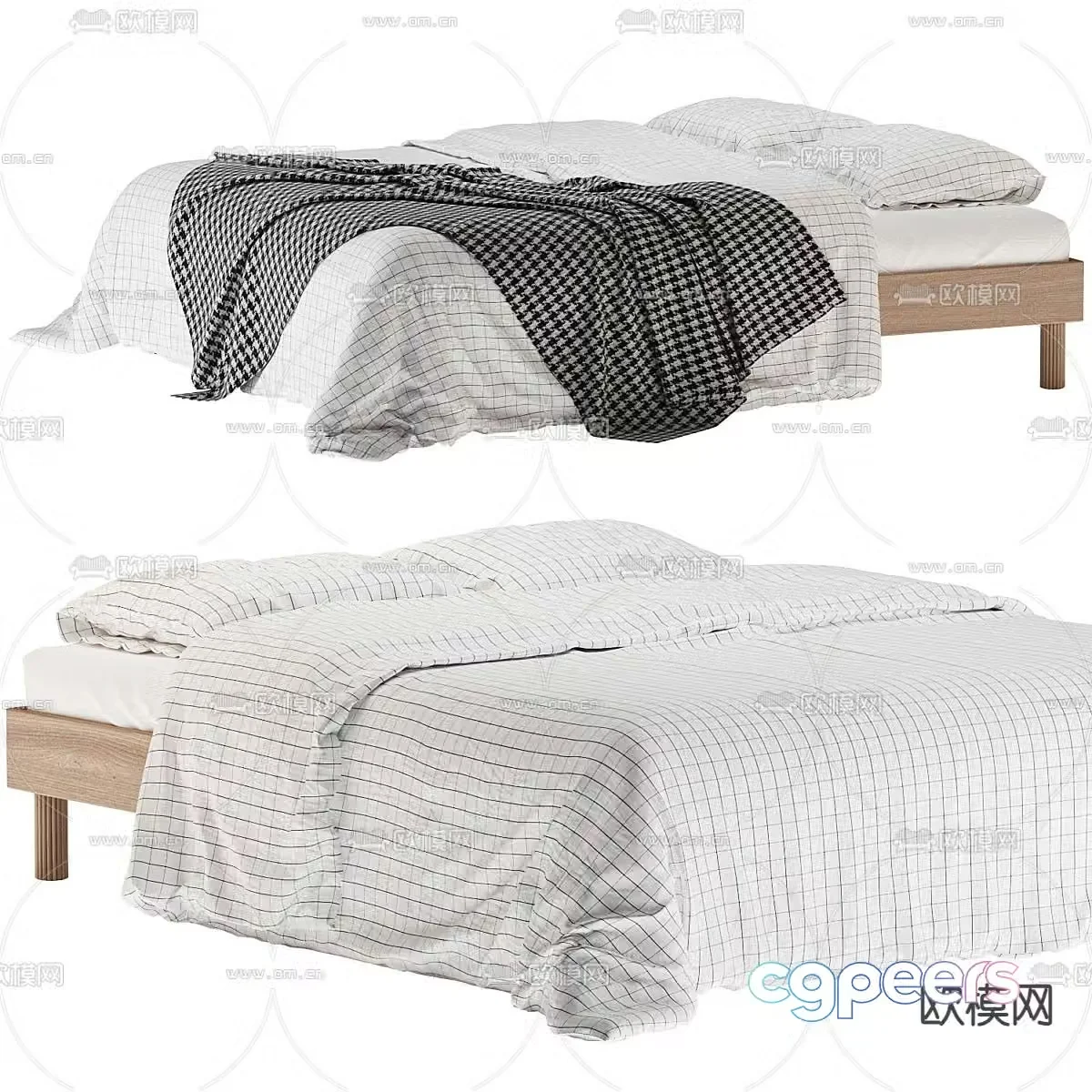 Fabric double bed 3d model
