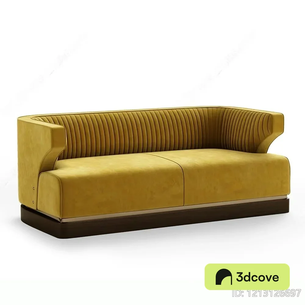 A Yellow Sofa With A Brown Base