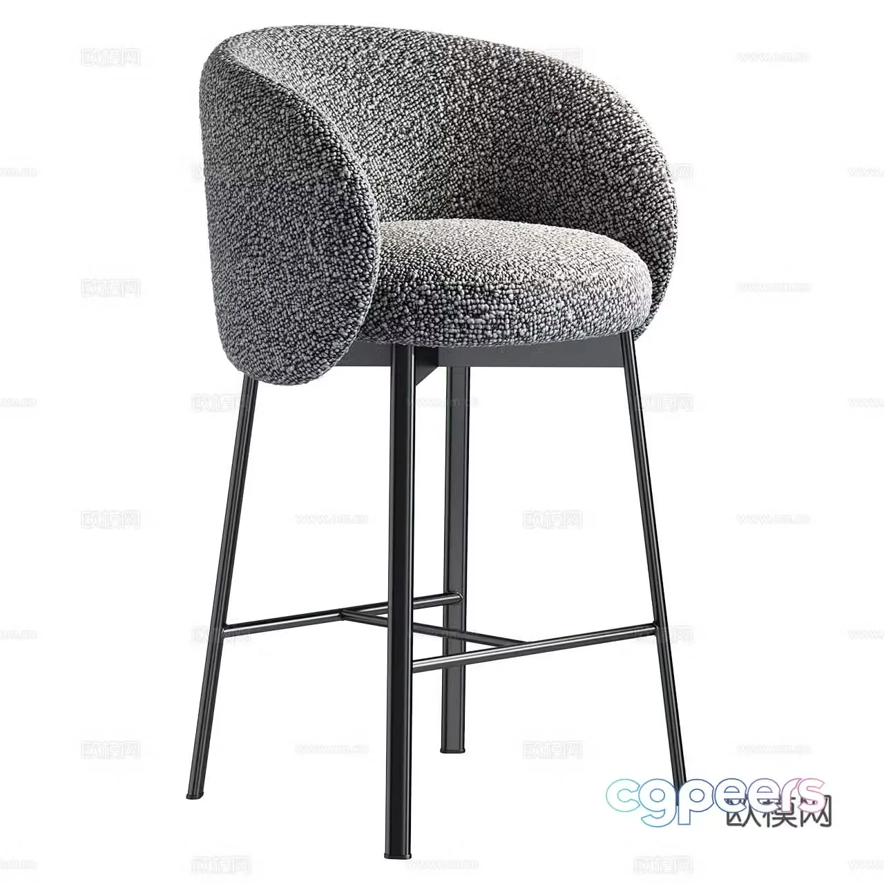 Frigerio Italian minimalist bar chair Modern bar chair Fabric bar chair Simple bar chair 3D model