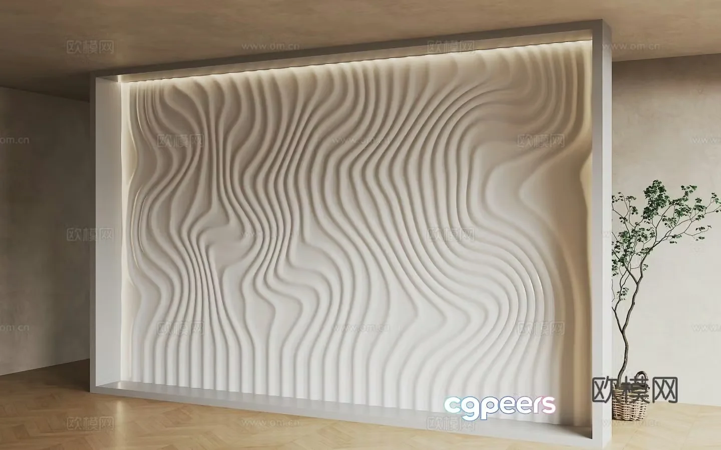 Special shape partition Modern corrugated background wall Modern special shape background wall Wavy background wall Sofa back 3D model