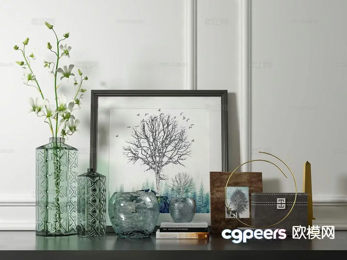 Modern jewelry vase decorative painting 3d model