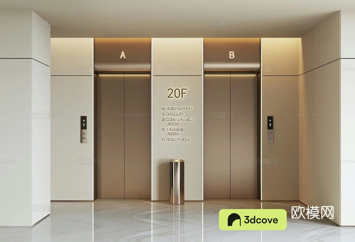Modern elevator hall