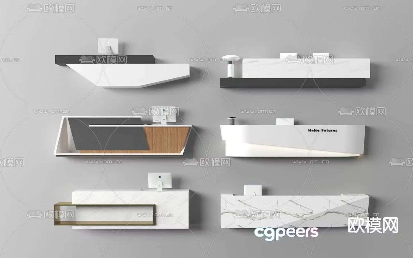 Front desk reception desk service desk 3d model
