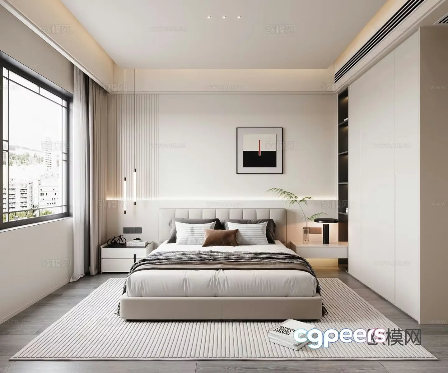 Creamy Bedroom 3d Model