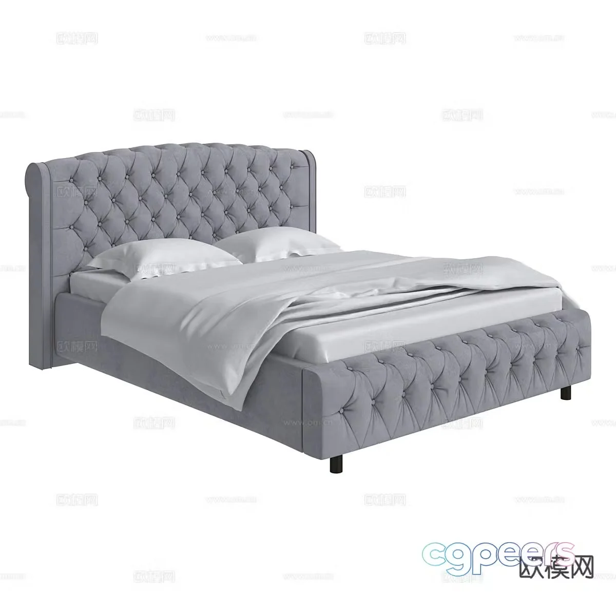 American double bed 3d model