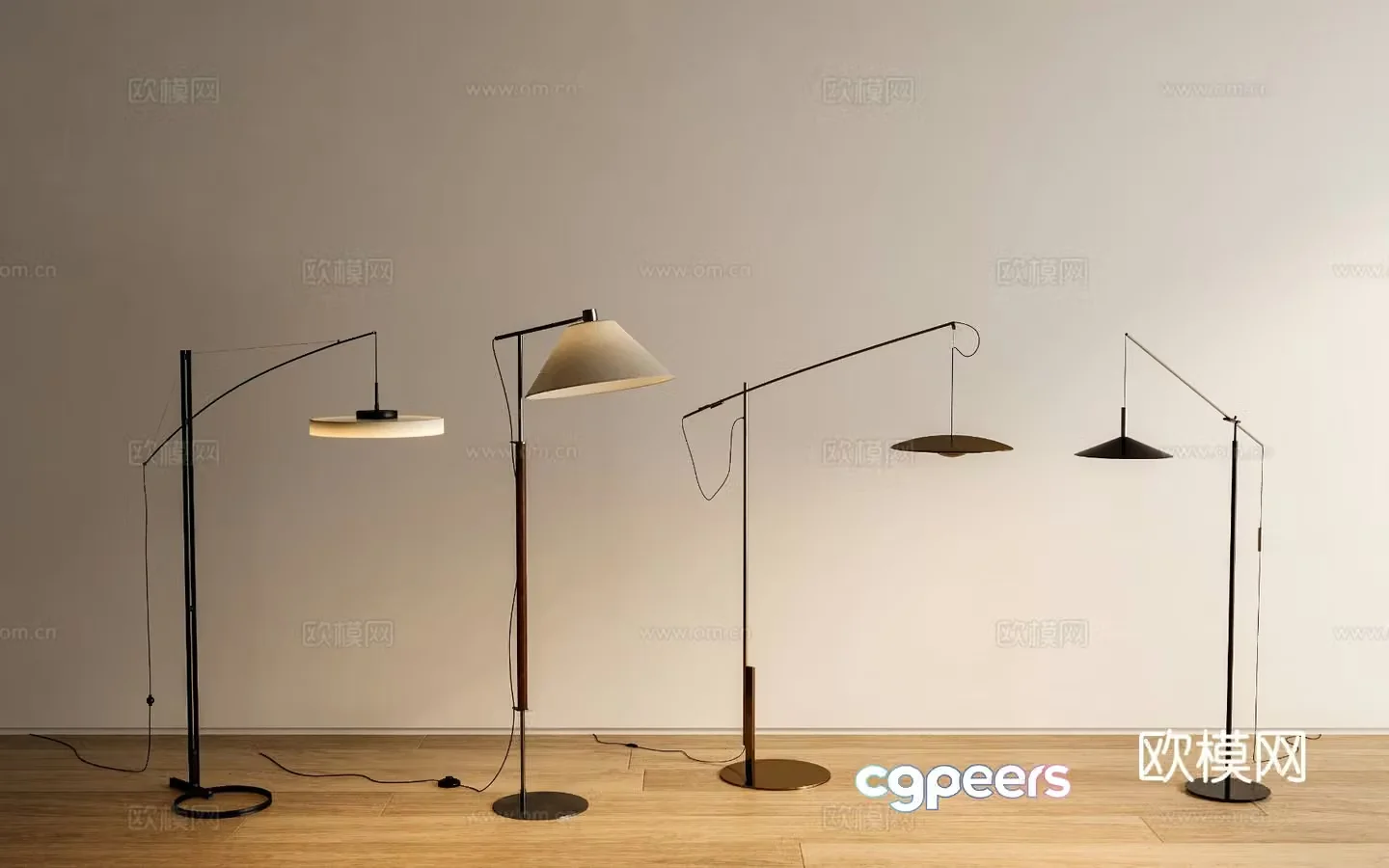 Modern Italian light luxury flooring Italian fishing lamp Metal flooring lamp Fishing lamp 3D model