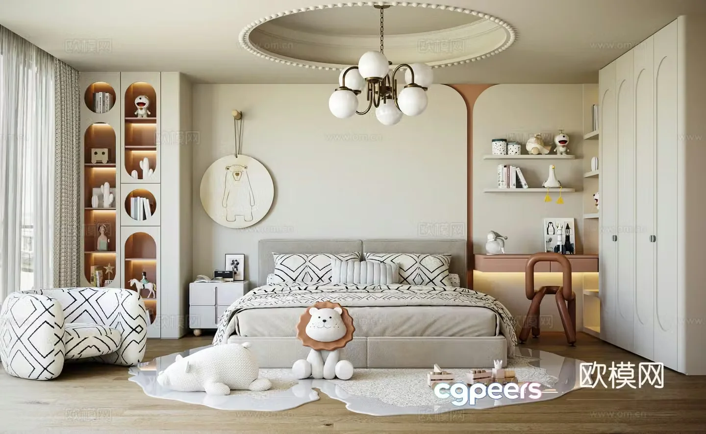 French children’s room girl’s room 3d model