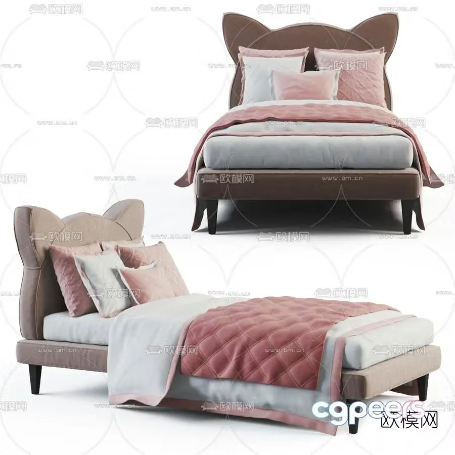 Modern fabric children’s bed 3d model