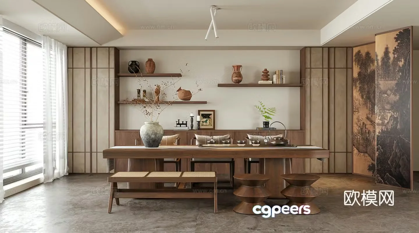 Wabi-sabi style tea room 3d model
