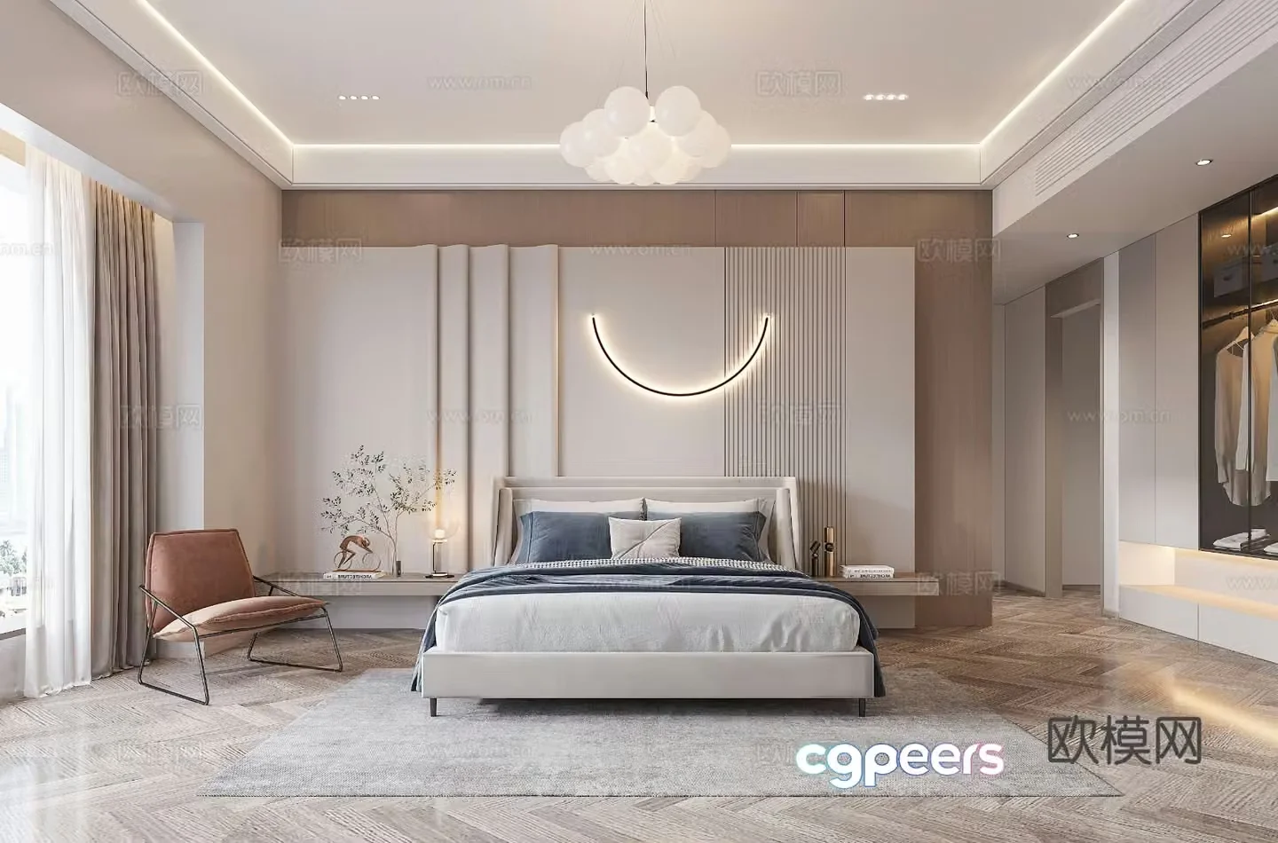 Modern bedroom master bedroom 3d model