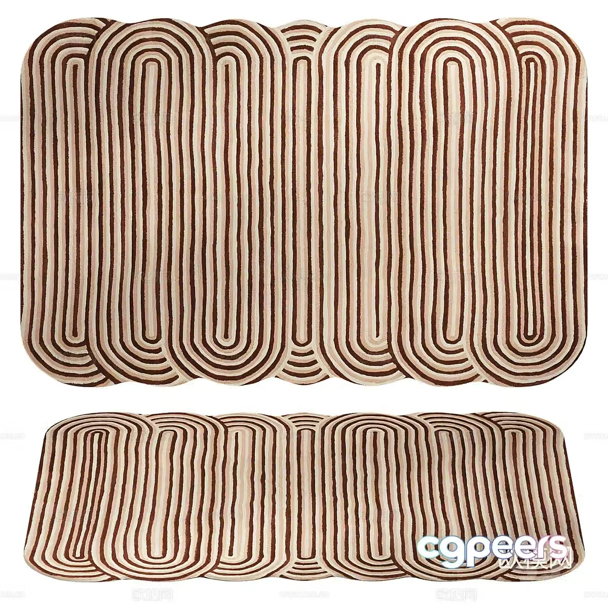 Modern creamy wool carpet 3d model