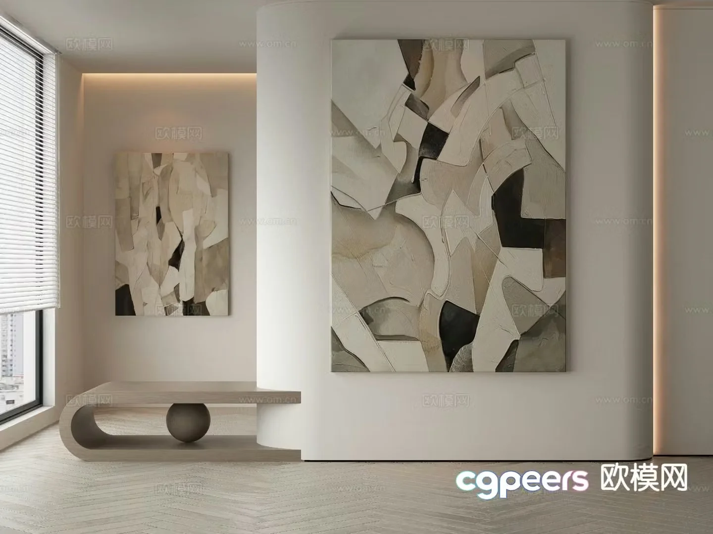 Modern texture painting decorative painting 3d model