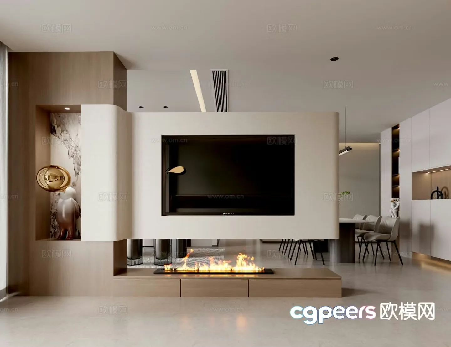 Hanging TV wall partition wall 3d model