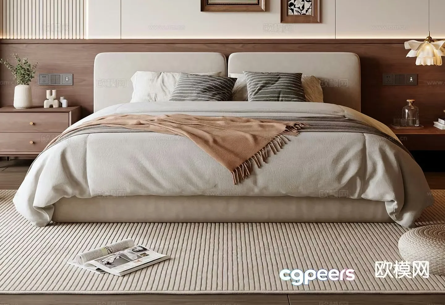 Medieval style double bed 3d model
