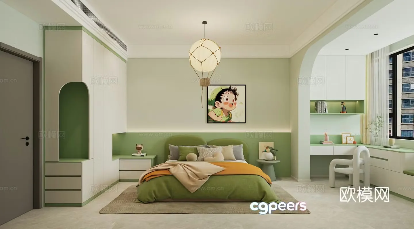 Modern light luxury girl room 3d model