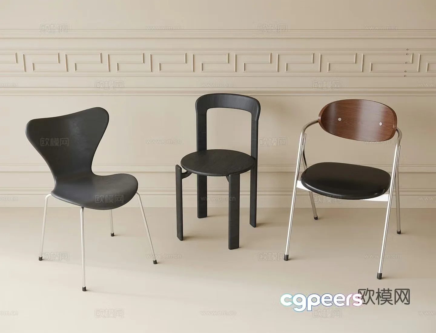 Modern single chair dining chair tea chair book chair 3d model