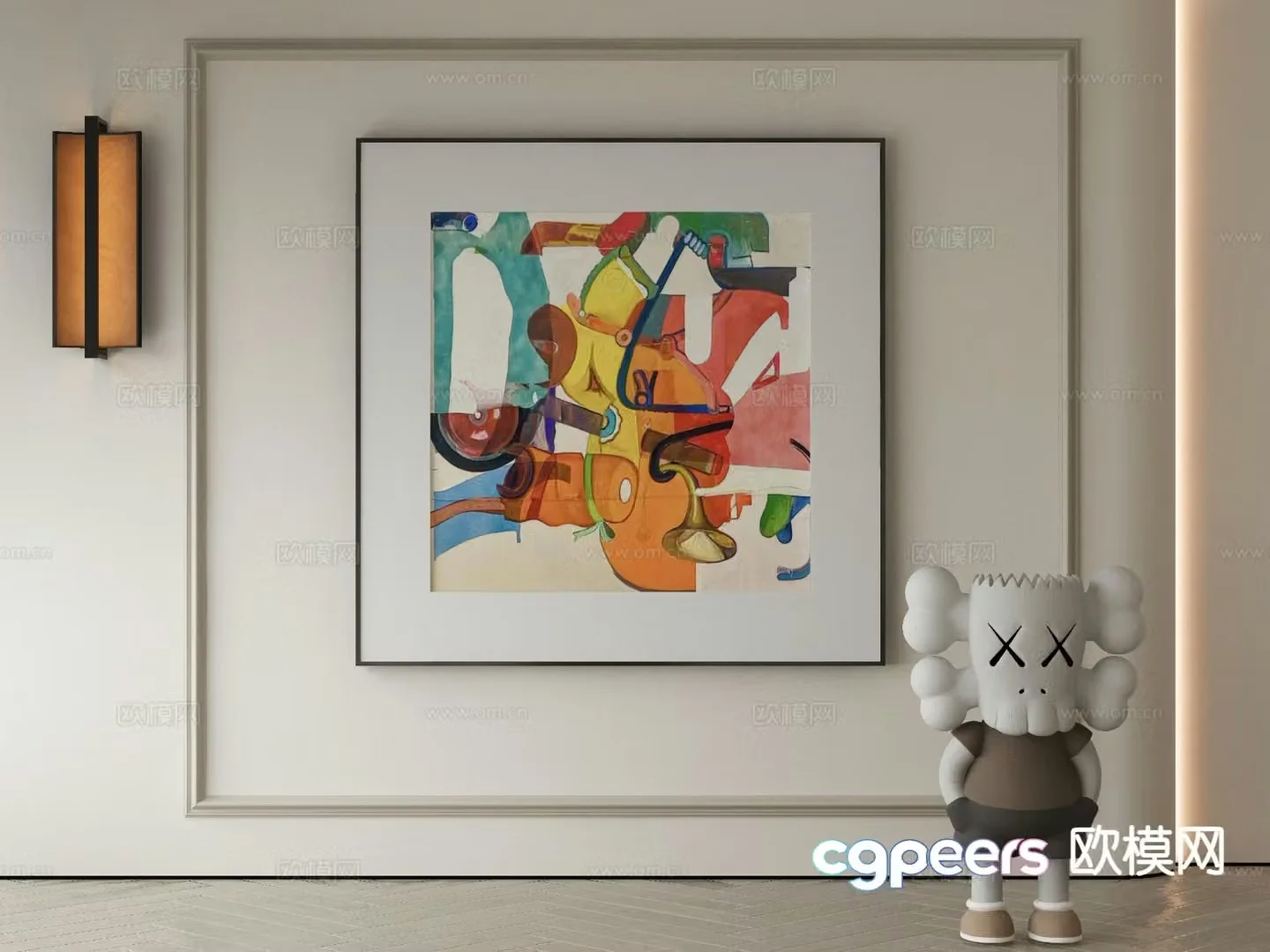 Modern decorative painting abstract painting colorful hanging painting 3d model