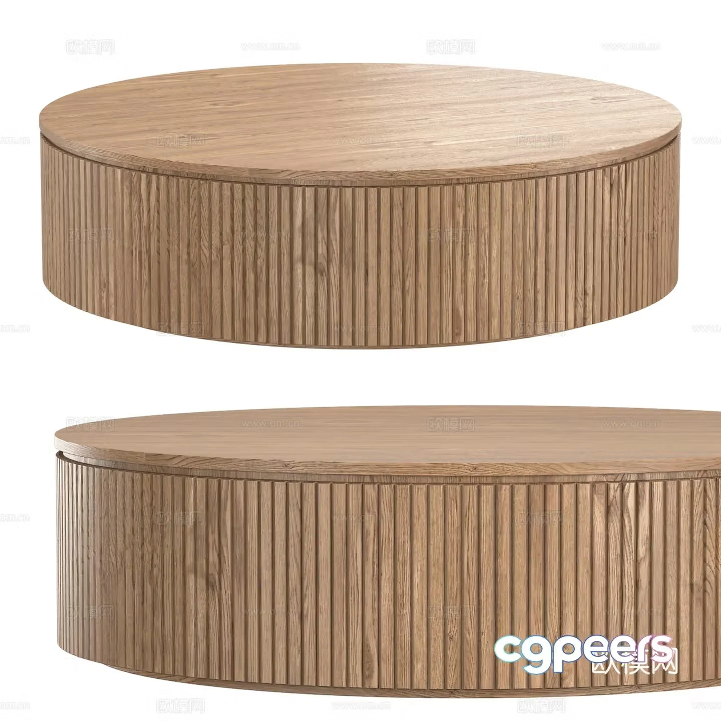 New Chinese solid wood round coffee table 3D model