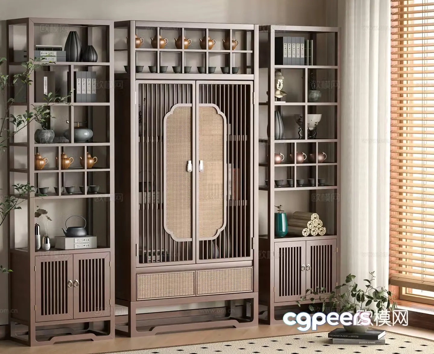 Middle-aged style Bo Ancient Shelf 3D Model