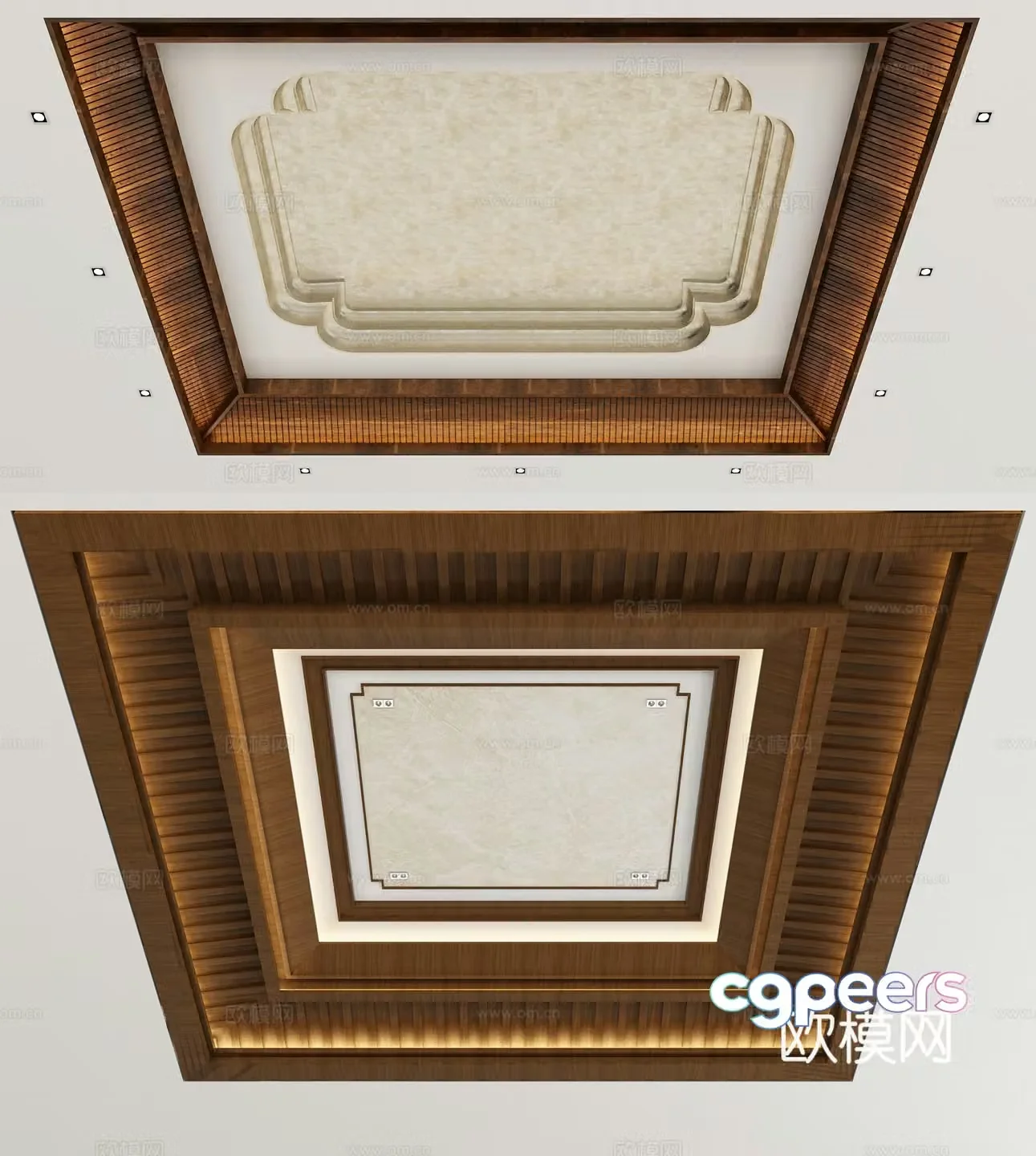 New Chinese style ceiling wooden ceiling 3d model