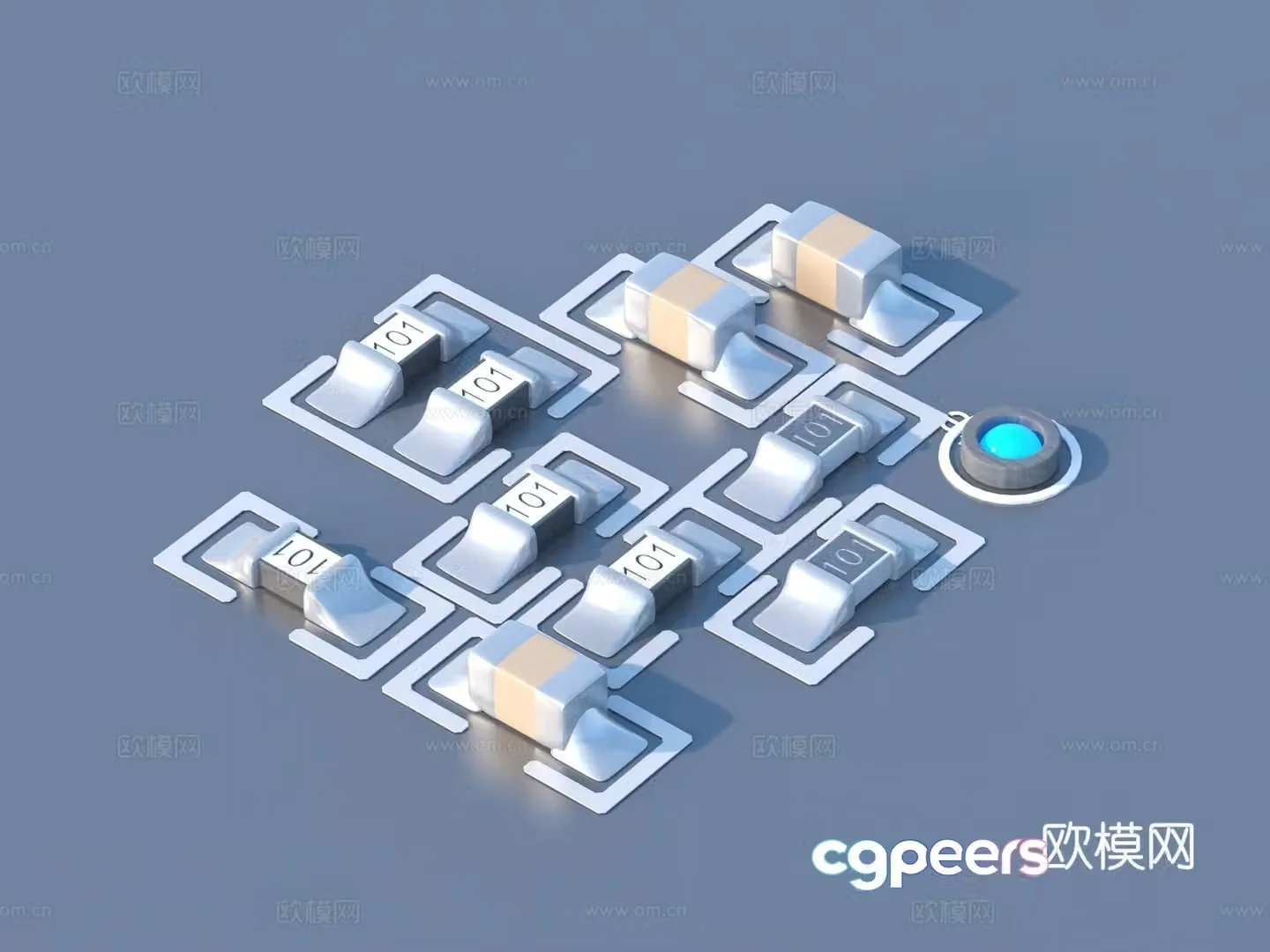 Electronic components Circuit parts 3D model