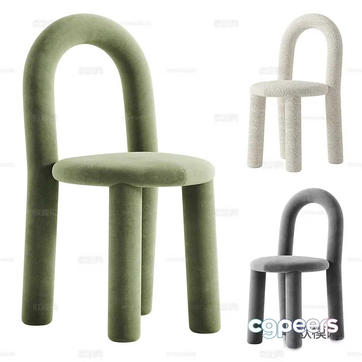 Creamy single chair Dining chair Book chair Children’s chair Leisure chair Fabric dining chair Fabric single chair 3d model