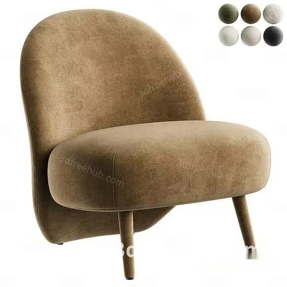 A Modern Chair With A Light Brown Velvet Fabric 3D Model – 18933 – VRAY Render