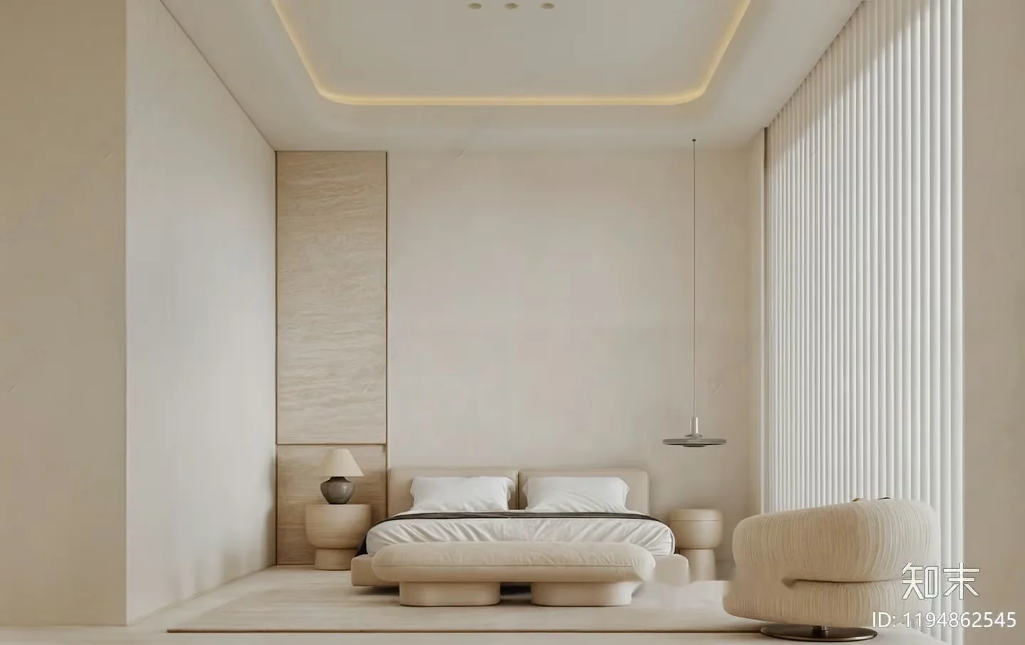 Modern Minimalist Bedroom 3D Model – 16664 – CORONA Render