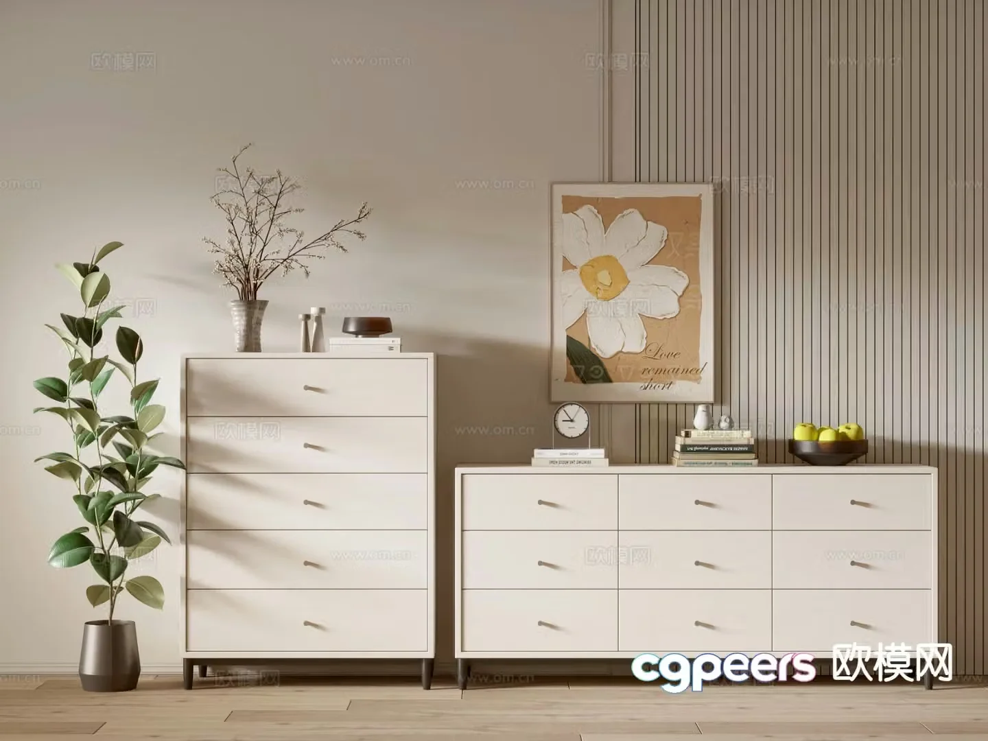 Modern chest of drawers side cabinet 3d model