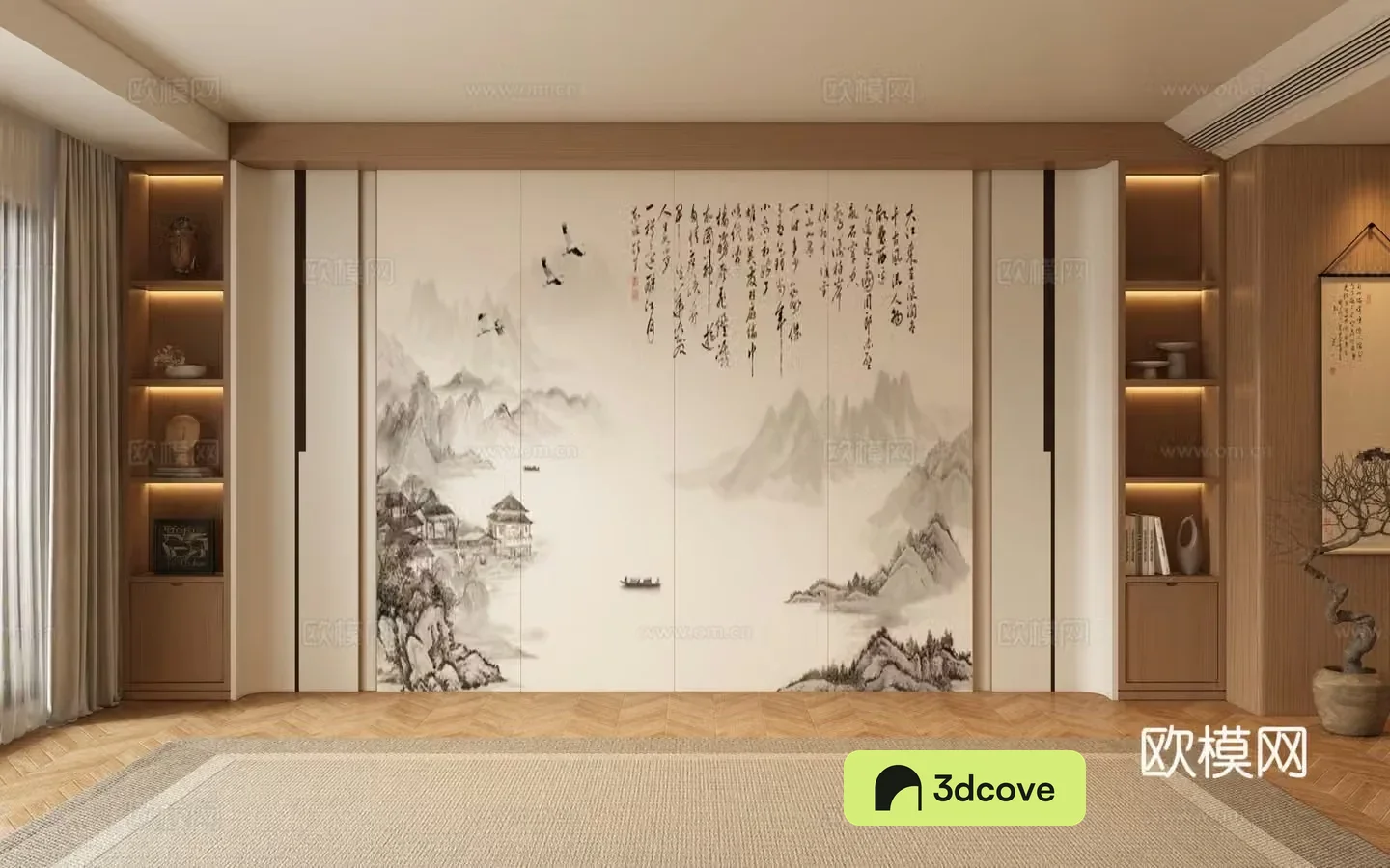 New Chinese style sofa background wall