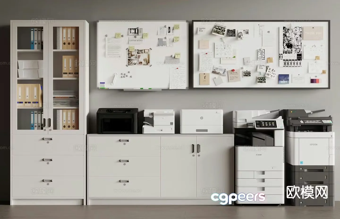 Office supplies printer file cabinet file cabinet 3d model
