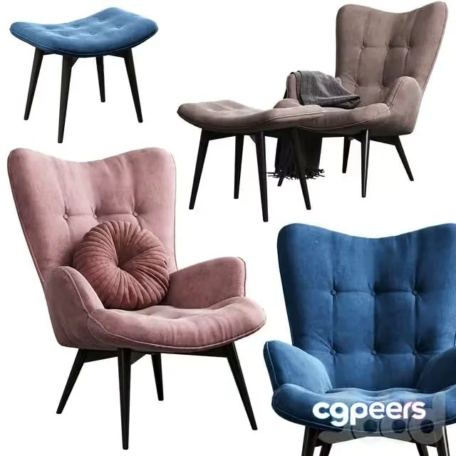 3ds Max Free – KARE Vicky (Chair with pouf)