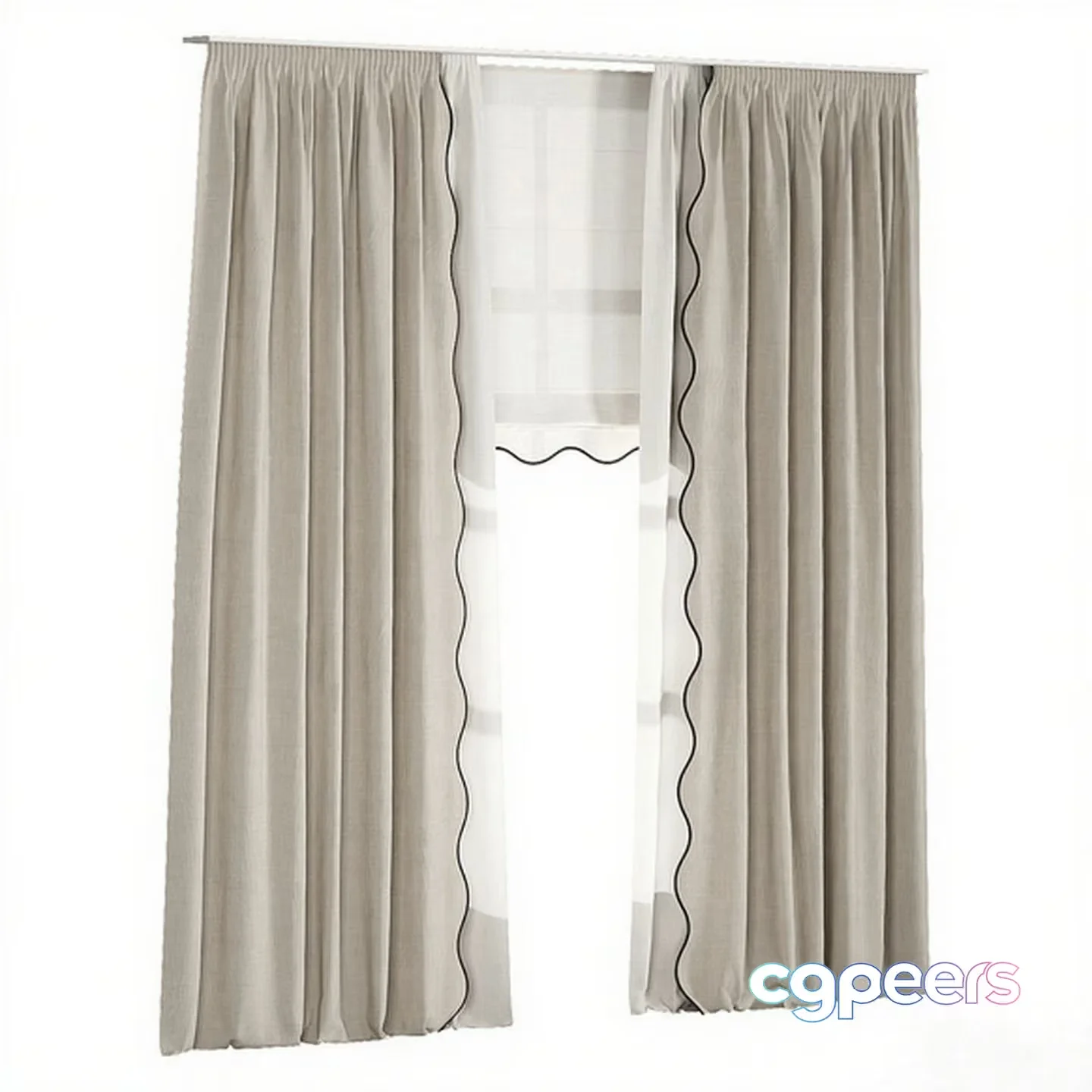 White Curtains 3D Model – 1753 – CORONA Render