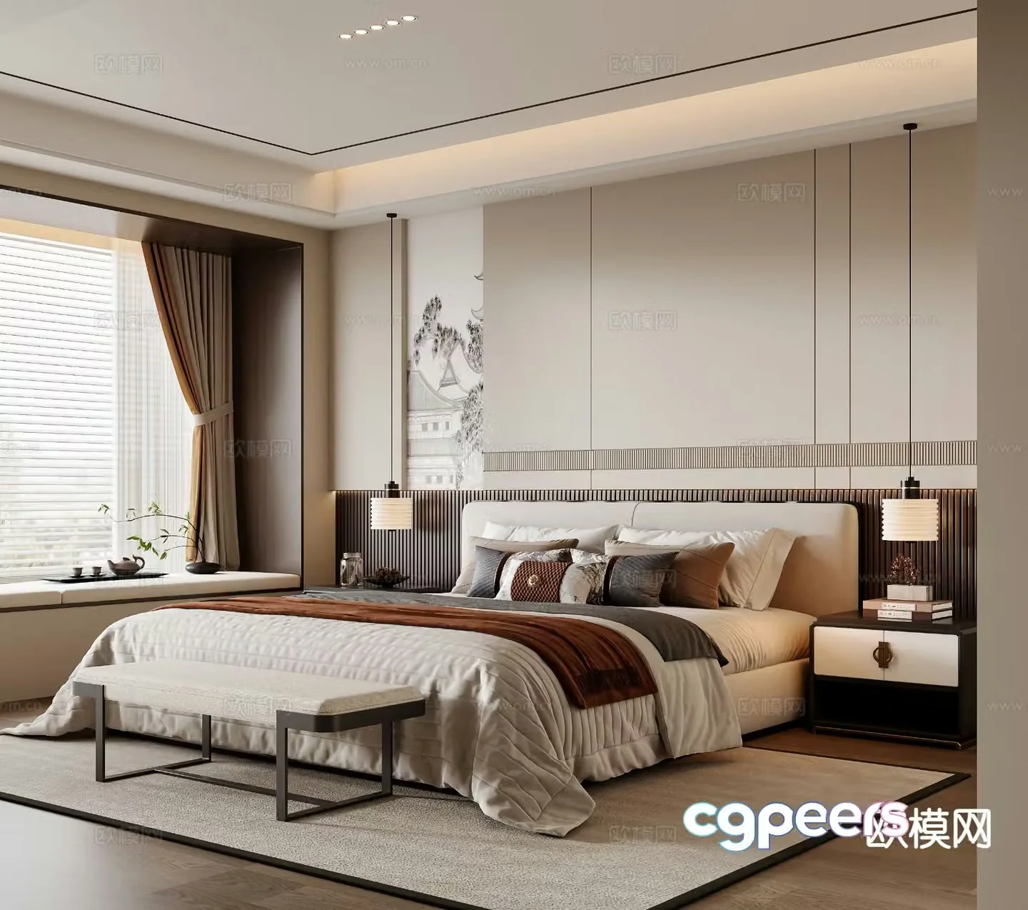 New Chinese style bedroom master bedroom 3d model