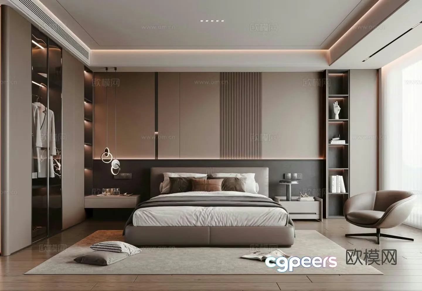 Modern bedroom master bedroom 3d model