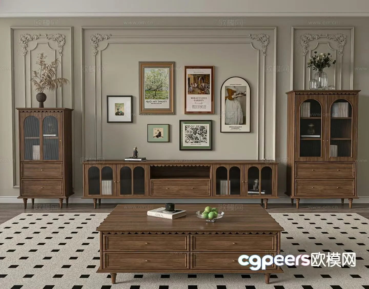 French TV cabinet 3d model
