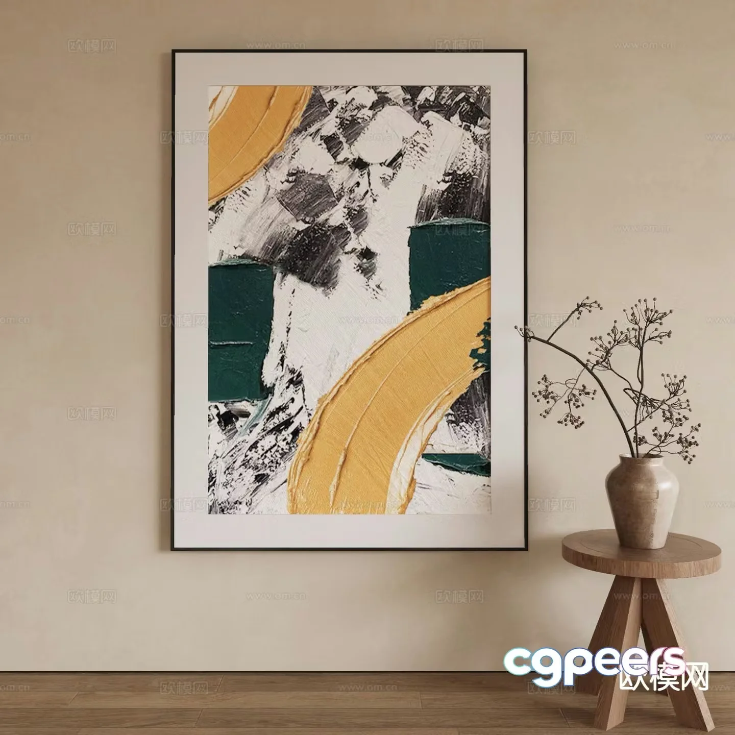 Wabi-sabi art painting texture painting decorative painting 3d model