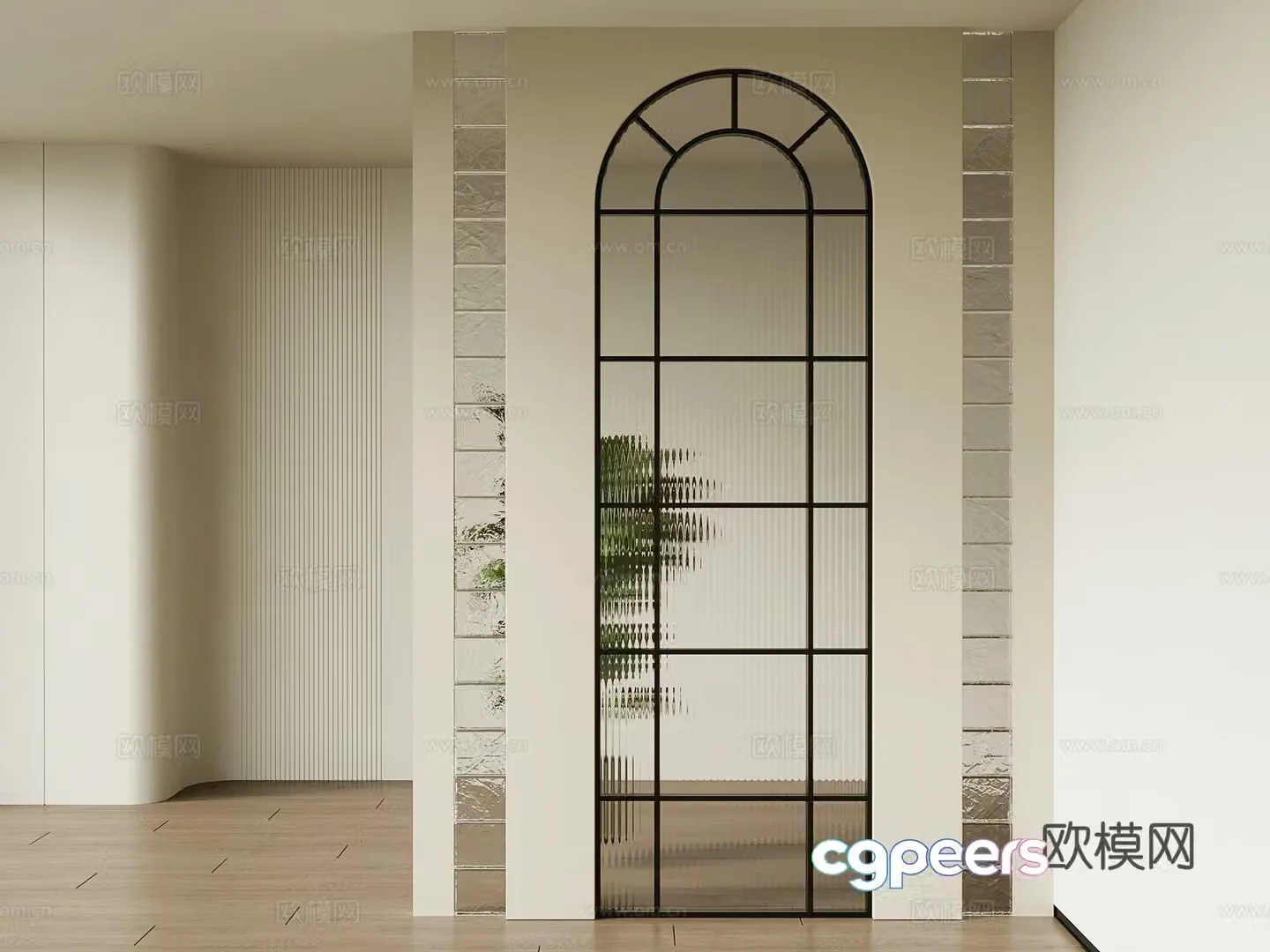 Partition French Cream Partition Pot Plant Porch 3D Model
