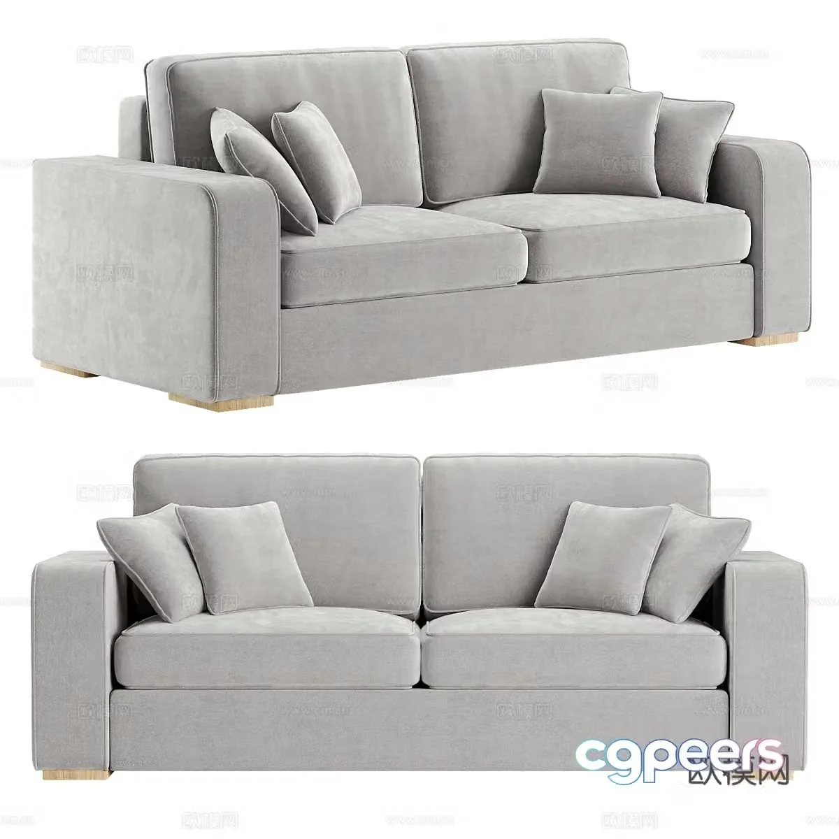 Double sofa upholstered sofa 3d model