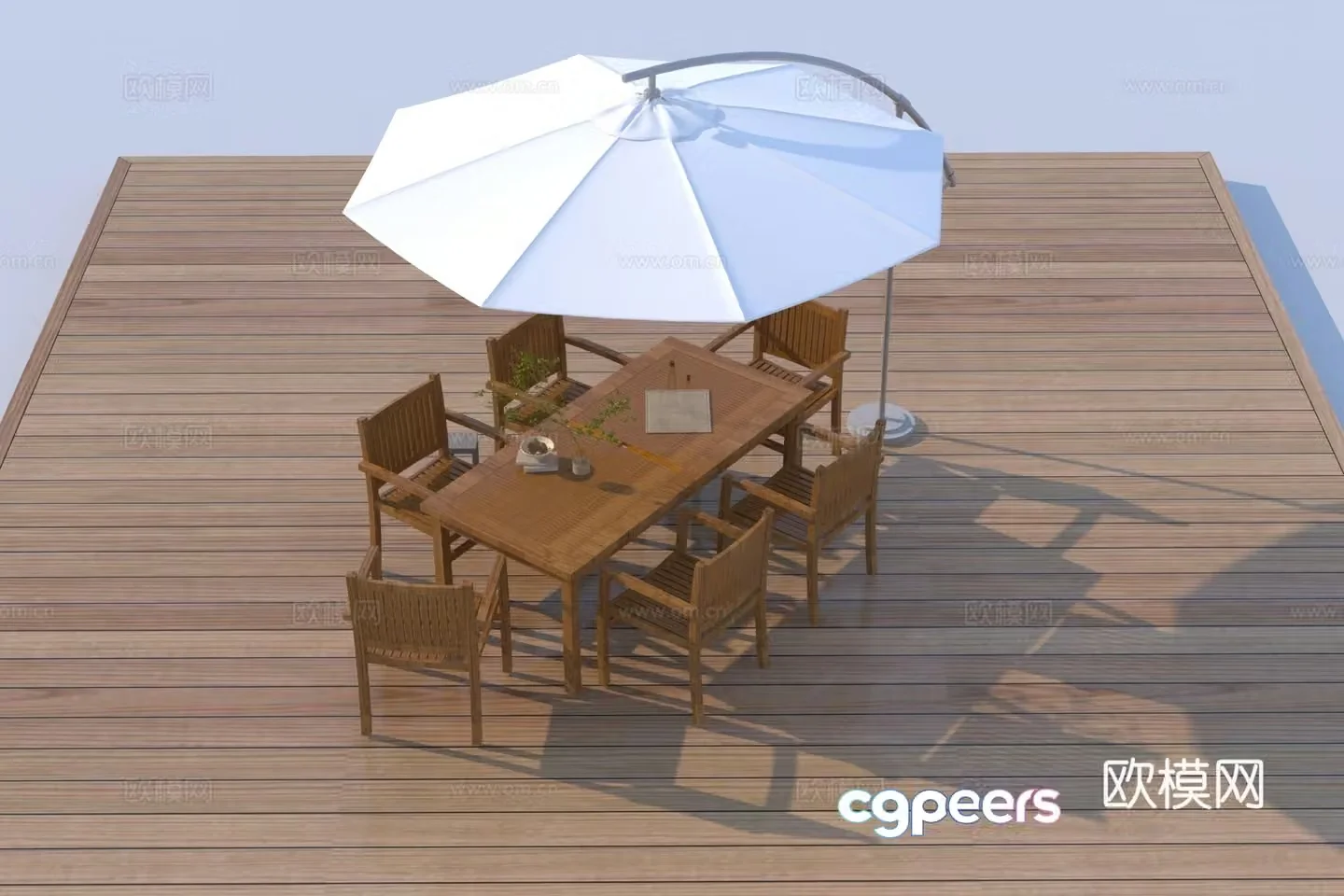 New Chinese style outdoor table and chair 3D model