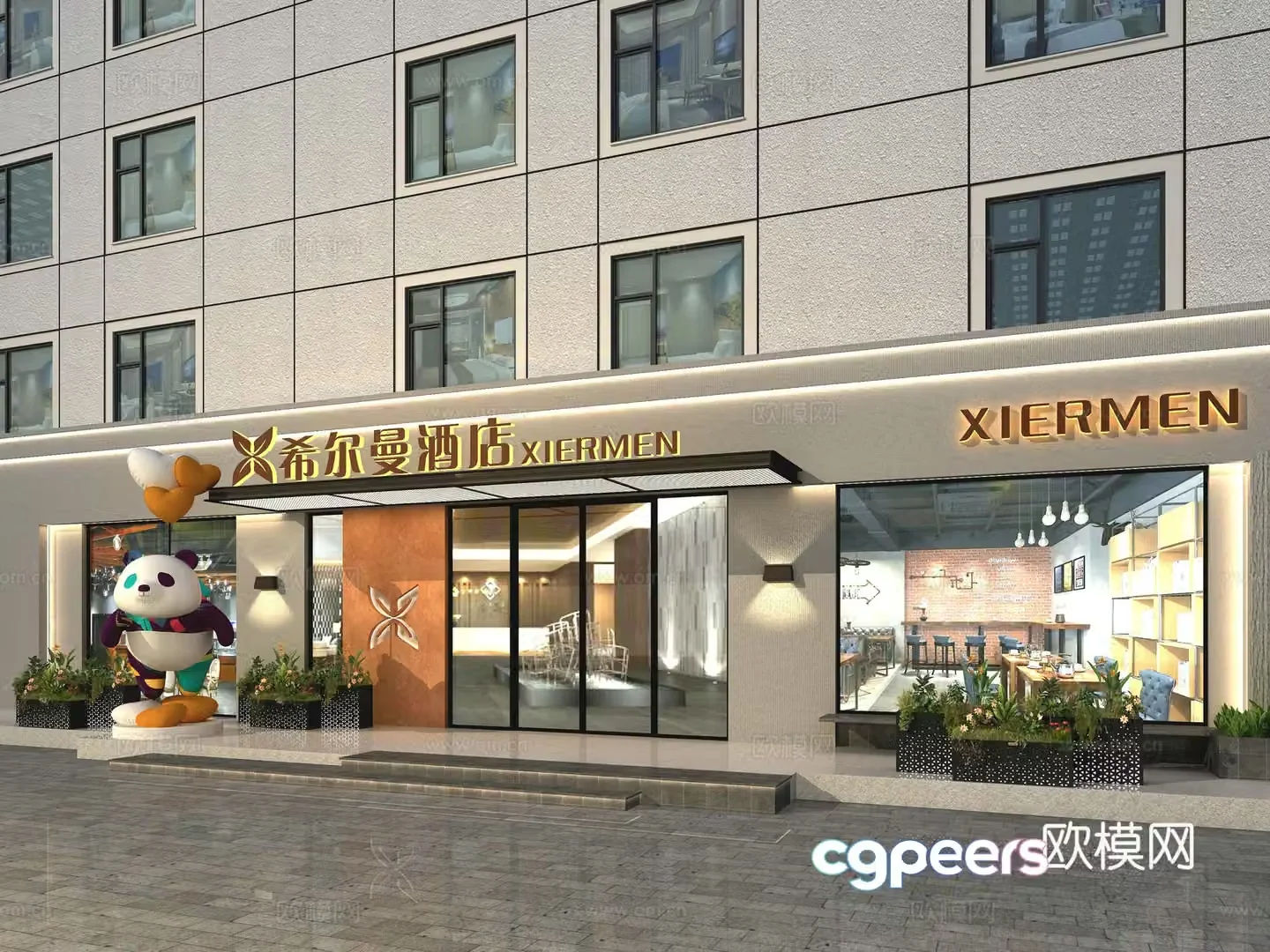 Hotel door head design Hotel door entrance 3d model