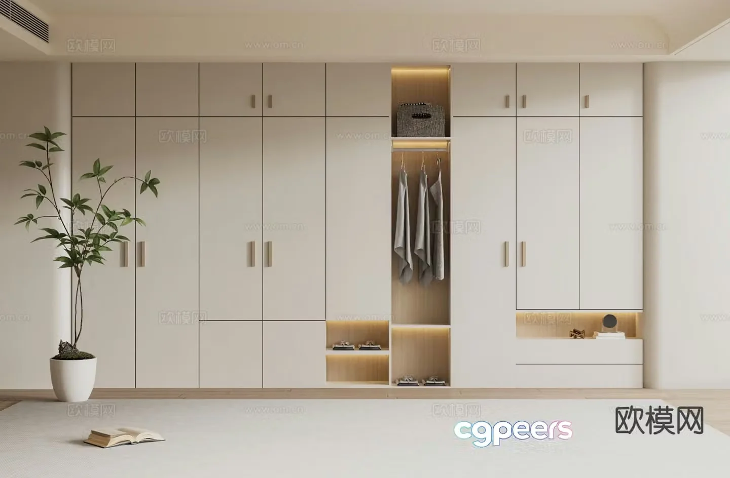 Cream style wardrobe 3d model