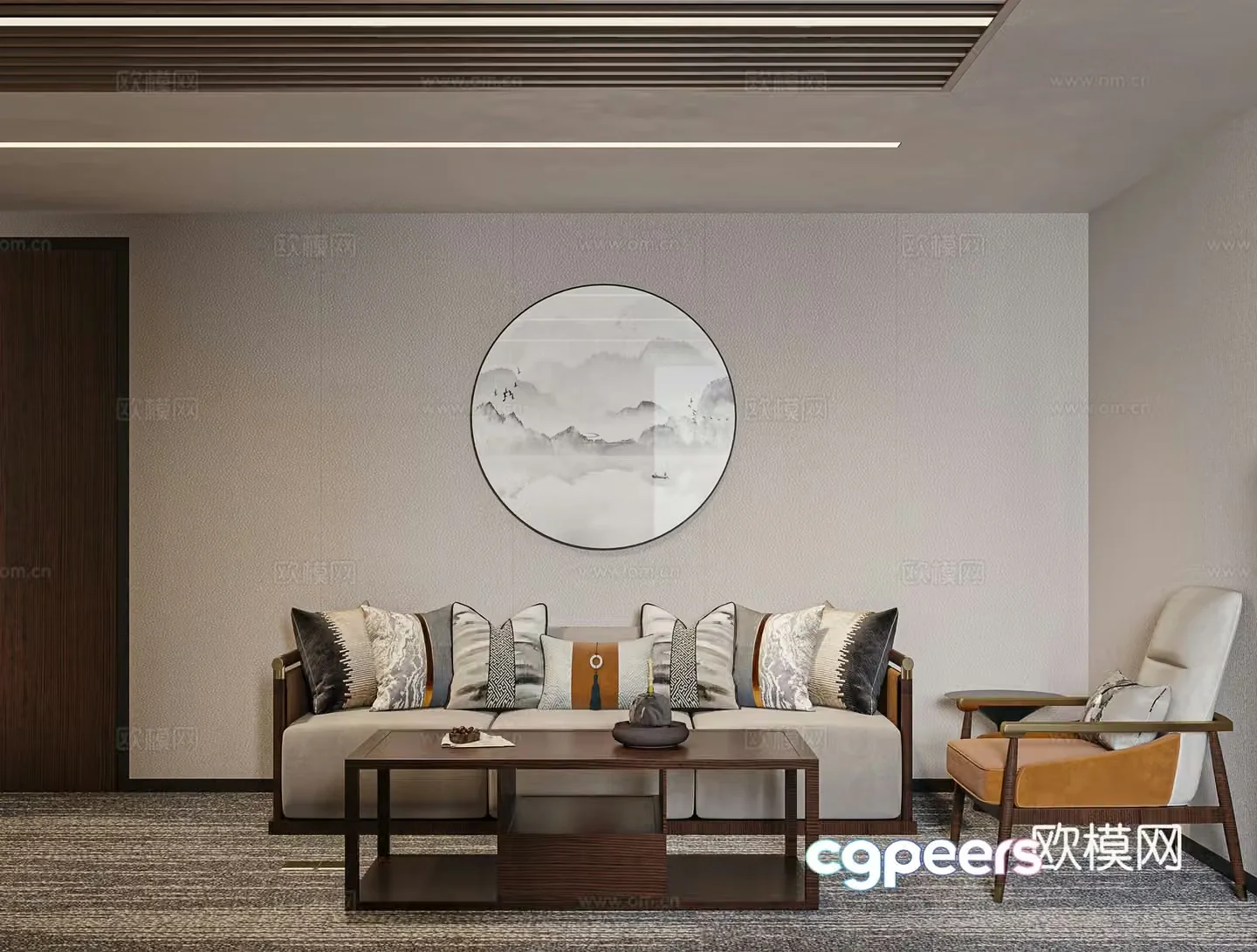New Chinese style sofa coffee table combination sofa coffee table 3D model