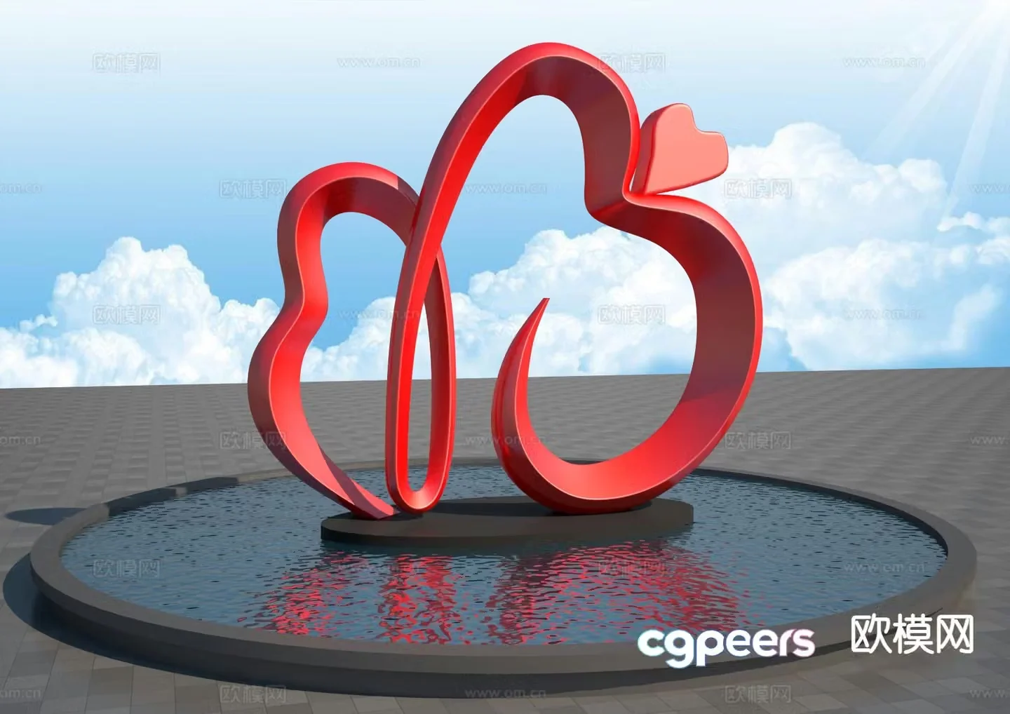 Love Sculpture Heart to Heart Sculpture 3D model