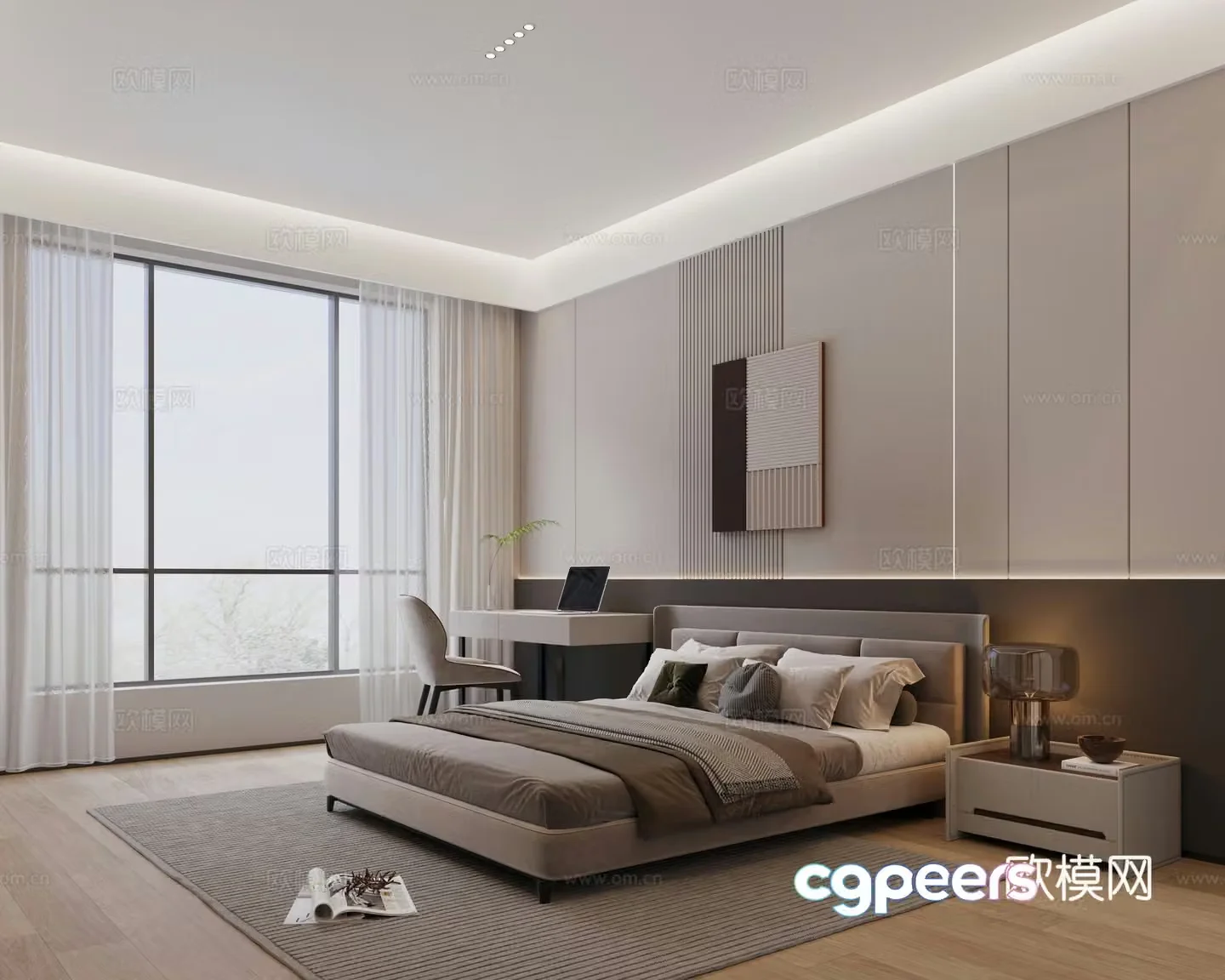 Modern minimalist bedroom furniture 3D model 3D model