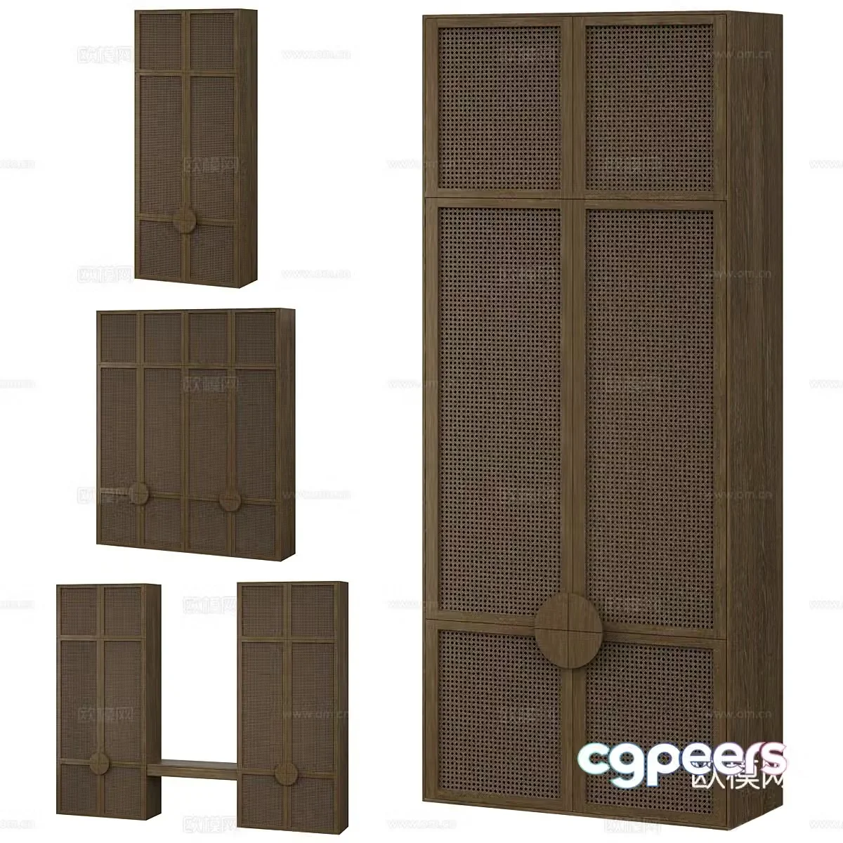 New Chinese style rattan wardrobe 3D model