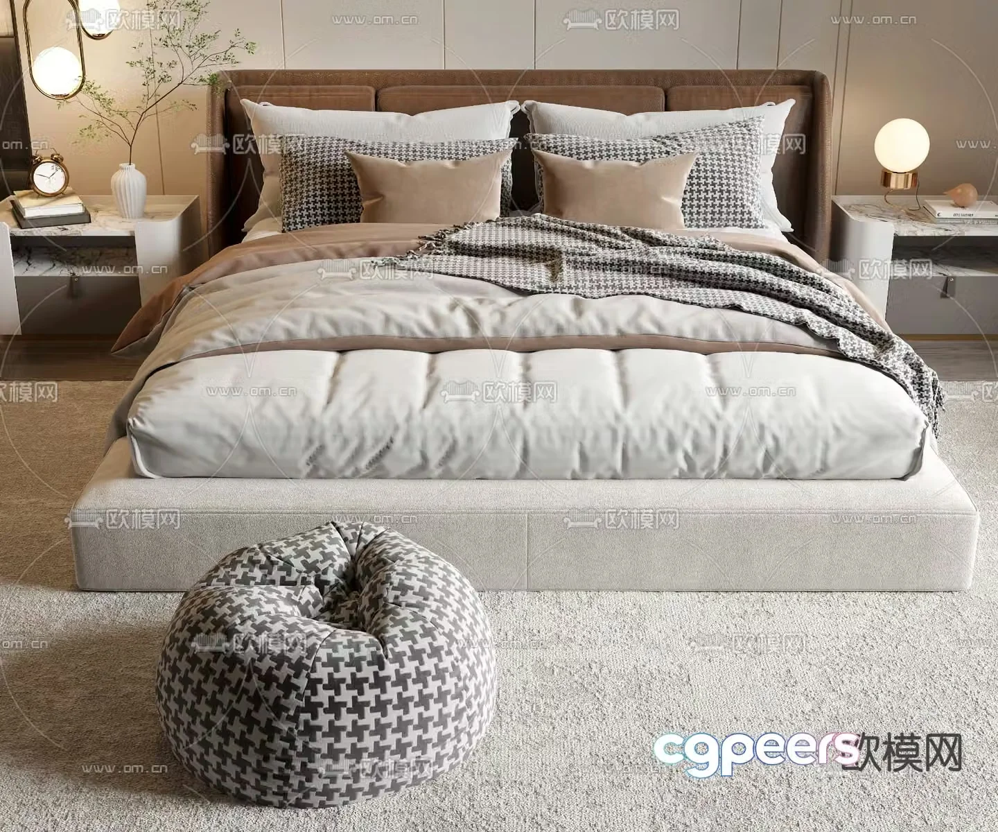Modern double bed 3d model