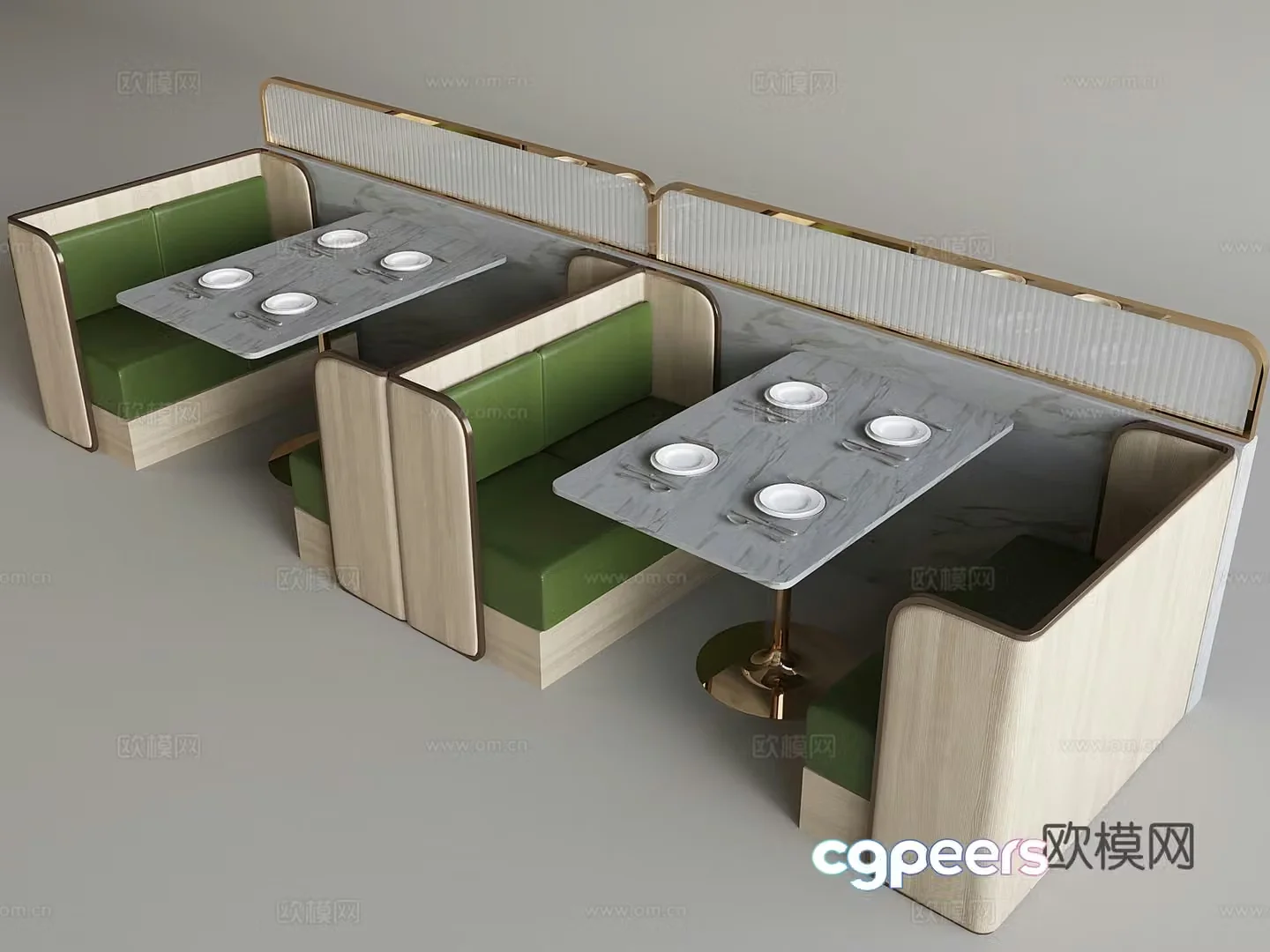 Restaurant booth soft bag sofa Cafe booth sofa Solid wood dining table 3D model