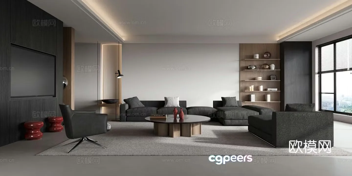 Advanced gray living room 3d model