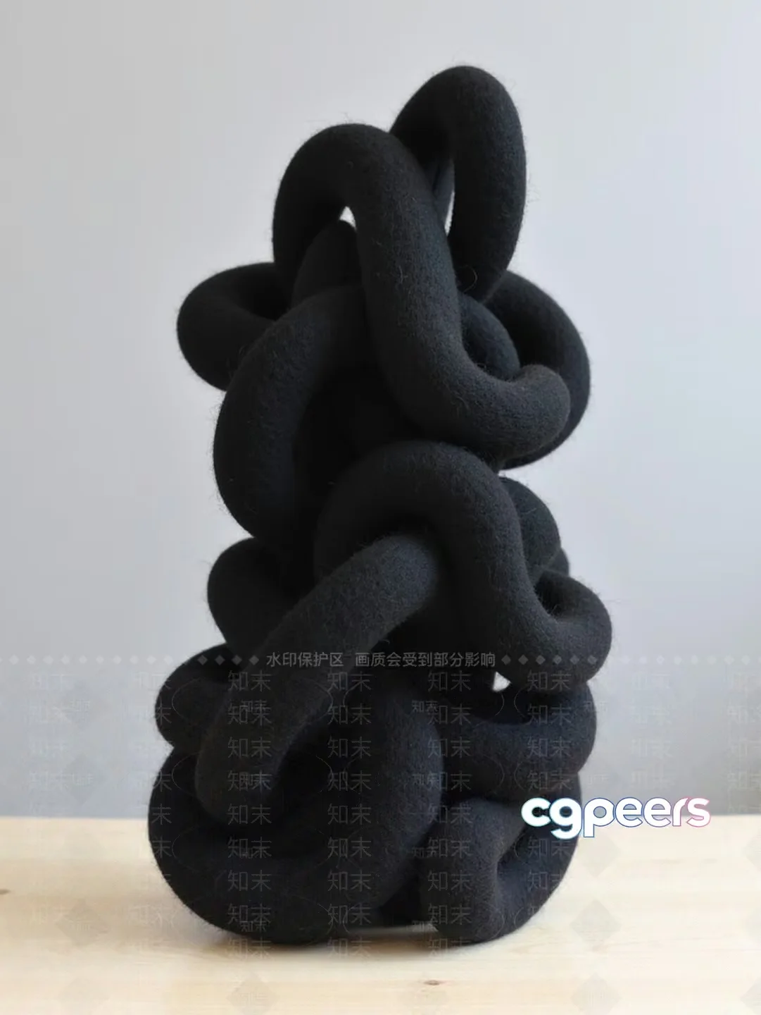 A Black Knotted Sculpture 3D Model – 14467 – VRAY Render